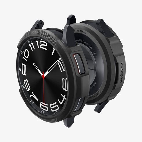 ACS06394 - Galaxy Watch 6 Classic (47mm) Case Liquid Air in matte black showing the front